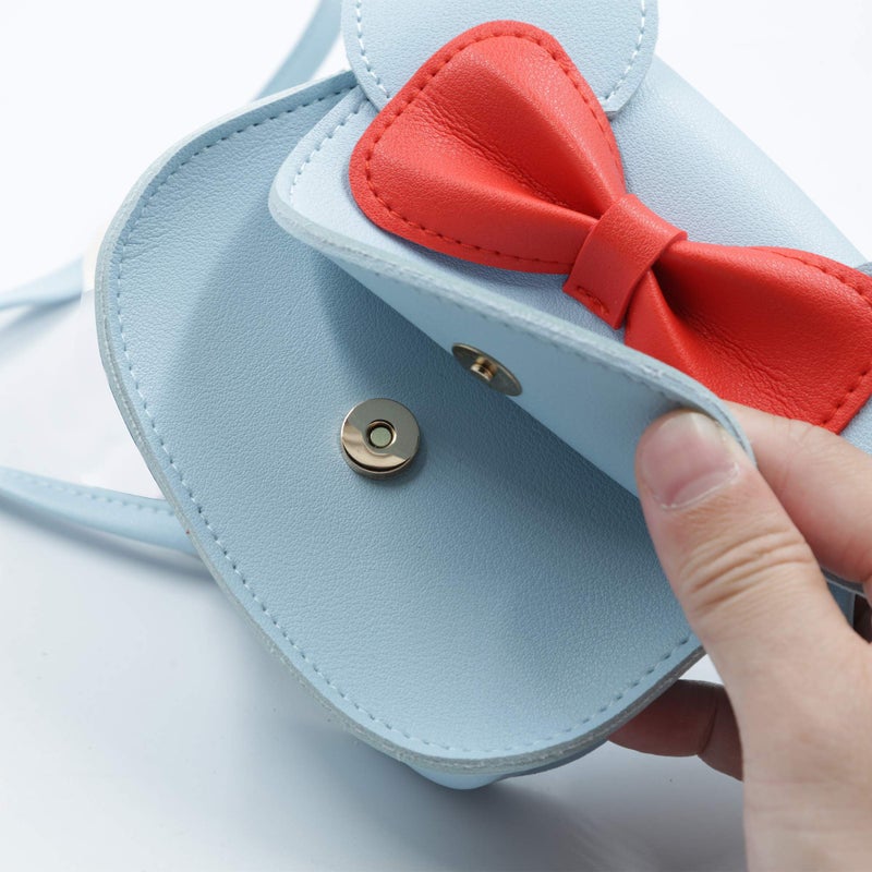 HXQ Little Mouse Ear Bow Crossbody Purse,PU Shoulder Handbag for Kids Girls Toddlers(Blue) - Image 5